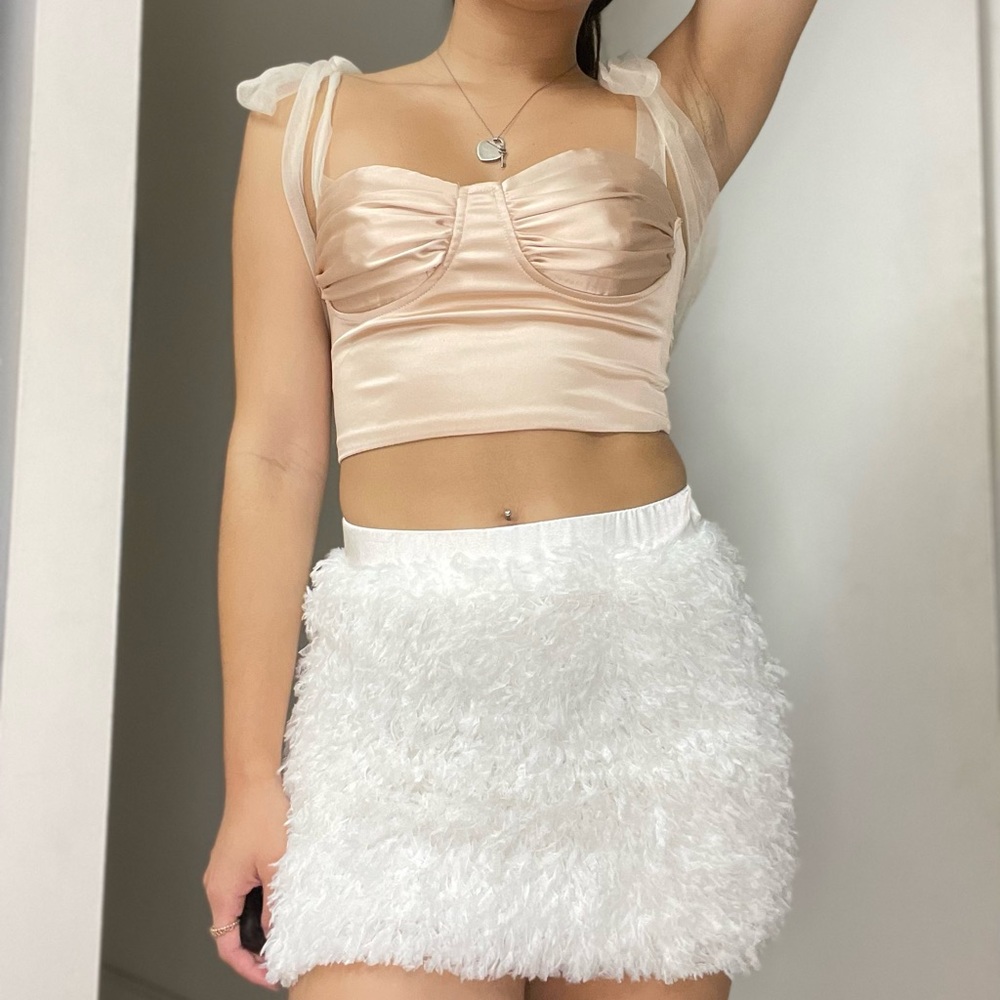 Showpo Make Your Entrance top in champagne satin